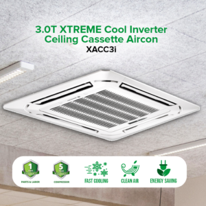 3.0T XTREME COOL Inverter Ceiling Cassette Aircon | XACC3i