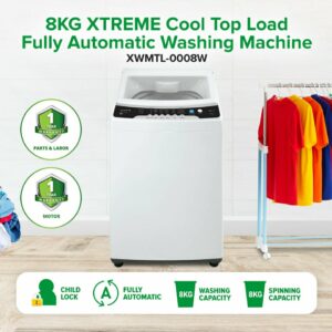 8KG Top Load Fully Automatic Washing Machine with Spin Dry (White Cover) | XWMTL-0008W