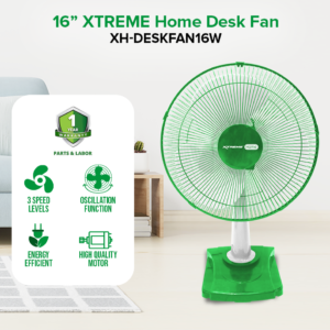 16" XTREME HOME Desk Fan | XH-DESKFAN16W