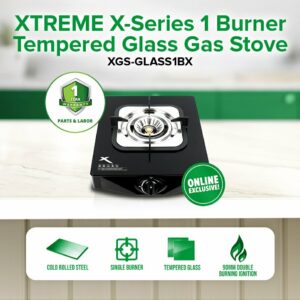 XTREME X-SERIES 1-Burner Tempered Glass Gas Stove | XGS-GLASS1BX