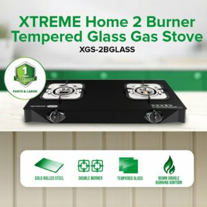 XTREME HOME 2-Burner Tempered Glass Gas Stove | XGS-2BGLASS